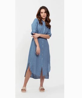 Linnen maxi overhemd jurk ( meerdere kleuren )