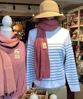 Damestrui met v-hals van 100% katoen