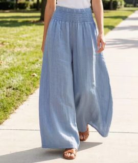 Wijde linnen broek ( meerdere kleuren )