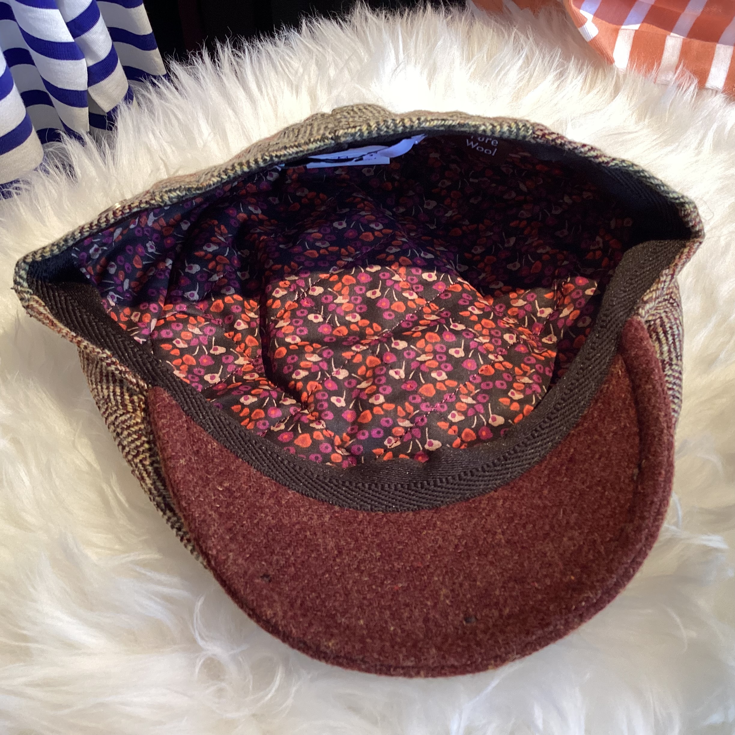 Wollen winterpet met meerkleurig visgraat motief - Afbeelding 4
