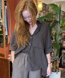 Oversized blouse van poplin katoen