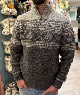 Fisherman trui met rits-col van alpacamix
